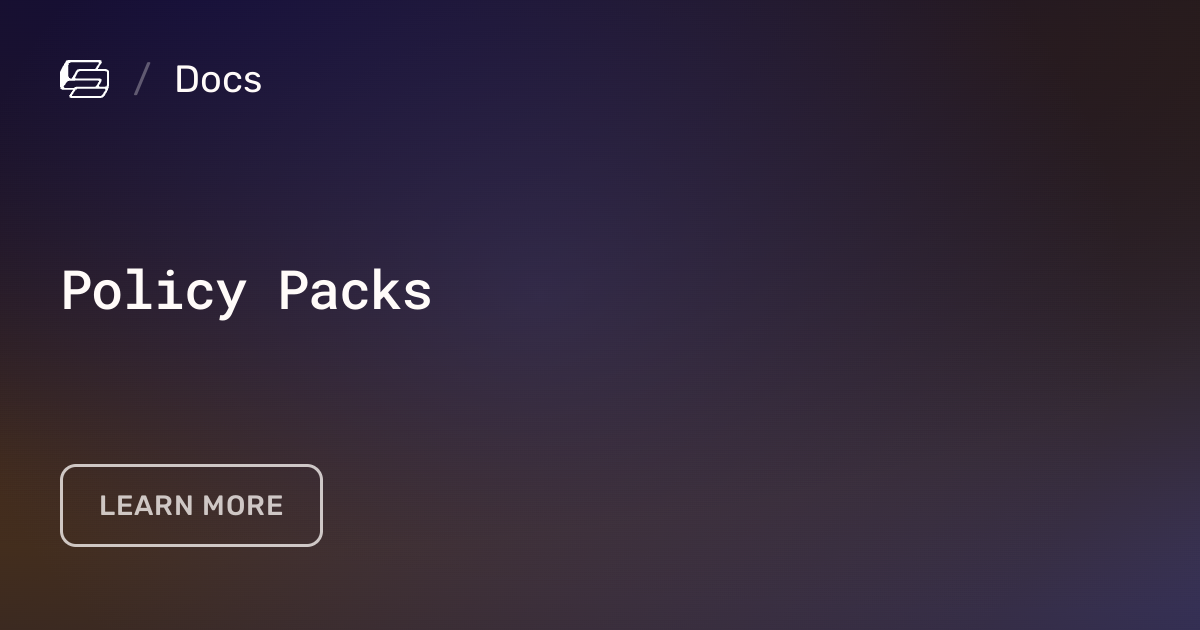 Policy Packs | SST